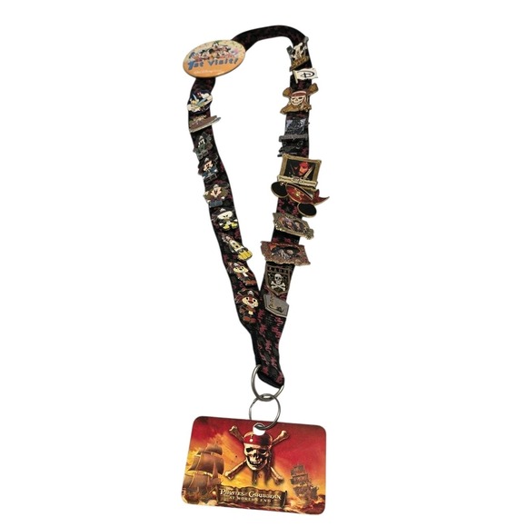 Disney Other - Disneyland Pirates of the Caribbean Pins & Mickey Mouse Lanyard Pin LOT
